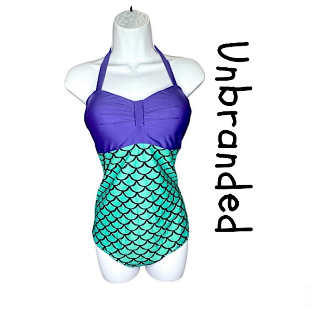 NWOT! Mermaid Print Padded Top Bikini Cut One Piece Swimsuit Size 3X